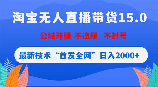 淘宝无人直播带货15.0，不封号，不违规，公域玩法，首发全网日入2000+-鑫梵淘