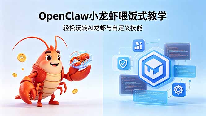 不用懂技术！OpenClaw小龙虾喂饭式教学，轻松玩转AI龙虾与自定义技能 (5月22更新-鑫梵淘