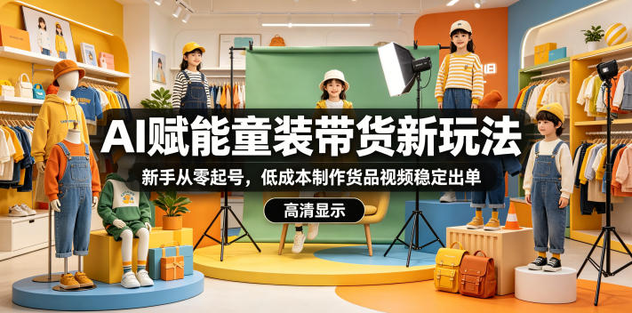 AI赋能童装带货新玩法，新手从零起号，低成本制作货品视频稳定出单-鑫梵淘