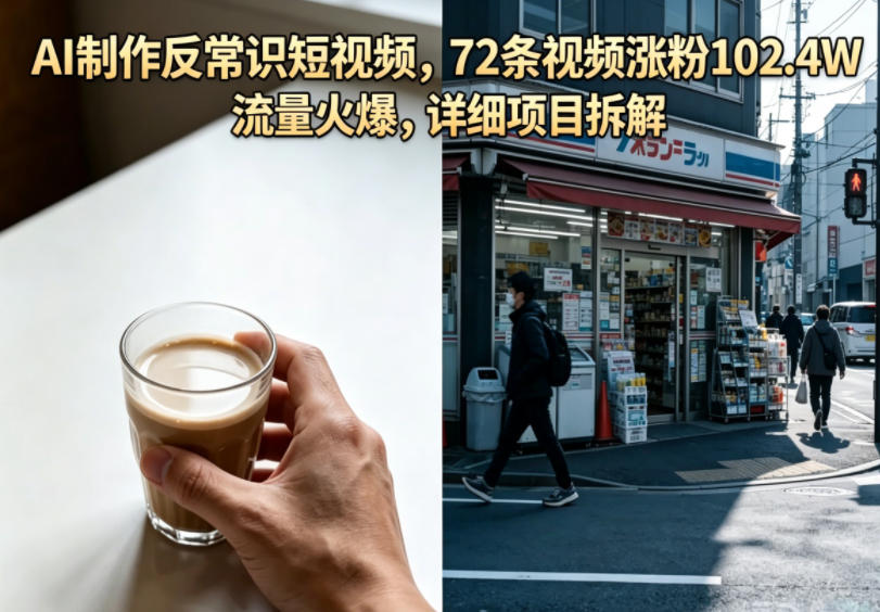 AI制作反常识短视频，72条视频涨粉102.4W，流量火爆，详细项目拆解-鑫梵淘