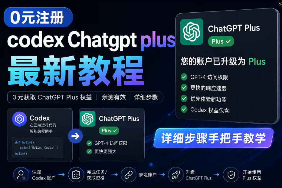 0元全自动注册codex gpt plus最新教程，0元获取GPT Plus权益，手把手详细教学-鑫梵淘