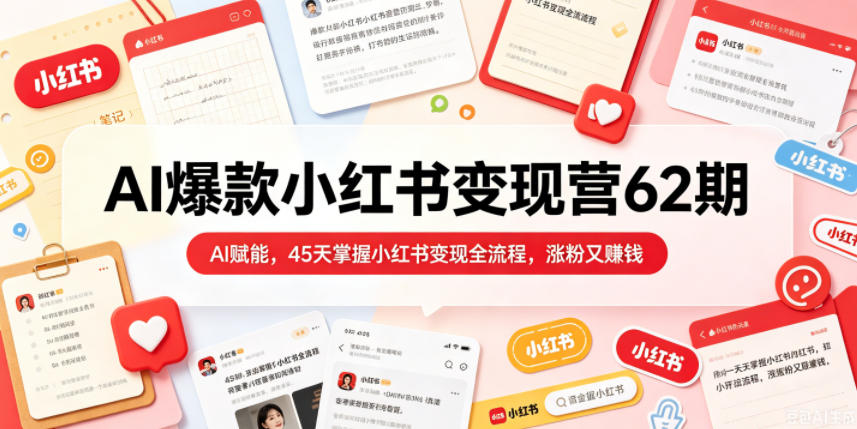 AI爆款小红书变现营62期2026年5月，AI赋能，45天掌握小红书变现全流程，涨粉又賺钱-鑫梵淘