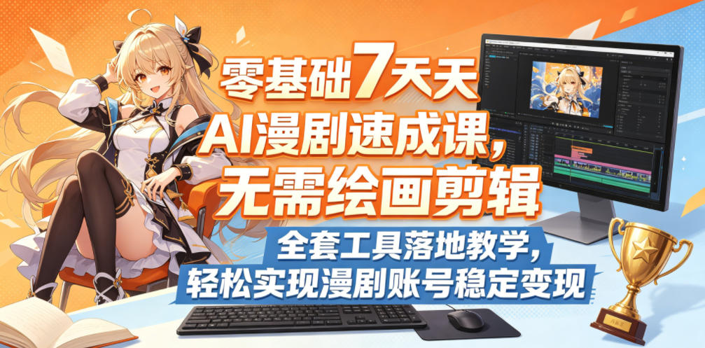 零基础7天AI漫剧速成课，无需绘画剪辑，全套工具落地教学，轻松实现漫剧账号稳定变现-鑫梵淘