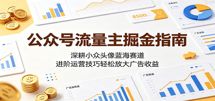 公众号流量主掘金指南：深耕小众头像蓝海赛道，进阶运营技巧轻松放大广告收益-鑫梵淘