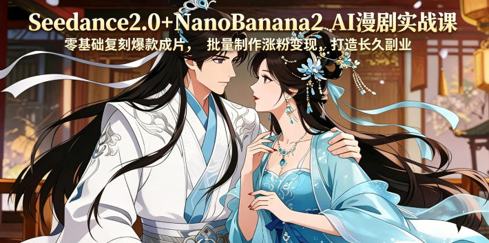 Seedance2.0+NanoBanana2 AI漫剧实战课，零基础复刻爆款成片涨粉变现，打造长久副业收益-鑫梵淘