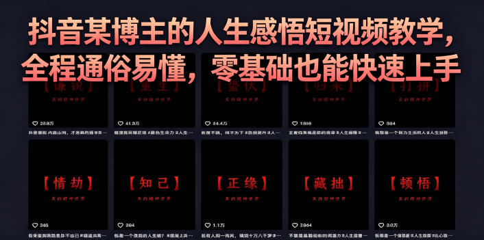 抖音某博主的灰太狼人生感悟短视频教学，全程通俗易懂，零基础也能快速上手-鑫梵淘