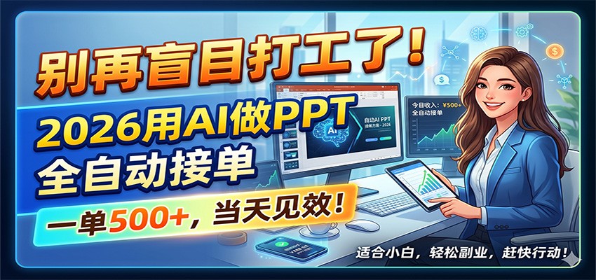 别再盲目打工了！2026用AI做PPT全自动接单，一单5张+，当天见效！-鑫梵淘