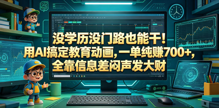 没学历没门路也能干！用AI搞定教育动画，一单纯賺700+，全靠信息差闷声发大财【揭秘】-鑫梵淘