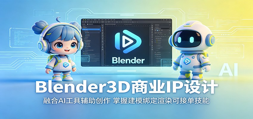 Blender3D商业IP设计：融合AI工具辅助创作，掌握建模绑定渲染可接单技能-鑫梵淘