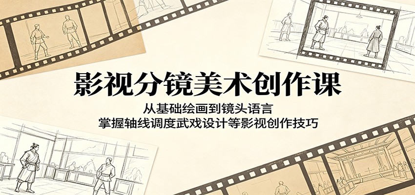 影视分镜美术创作课：从基础绘画到镜头语言，掌握轴线调度武戏设计等影视创作技巧-鑫梵淘