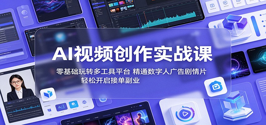 AI视频创作实战课：零基础玩转多工具平台，精通数字人广告、剧情片，轻松开启接单副业-鑫梵淘