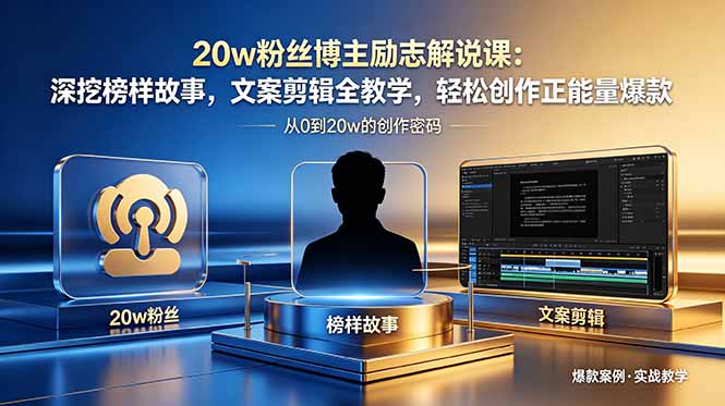 20w粉丝博主励志解说课：深挖榜样故事，文案剪辑全教学，轻松创作正能量爆款-鑫梵淘