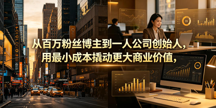 从百万粉丝博主到一人公司创始人，用最小成本撬动更大商业价值-鑫梵淘