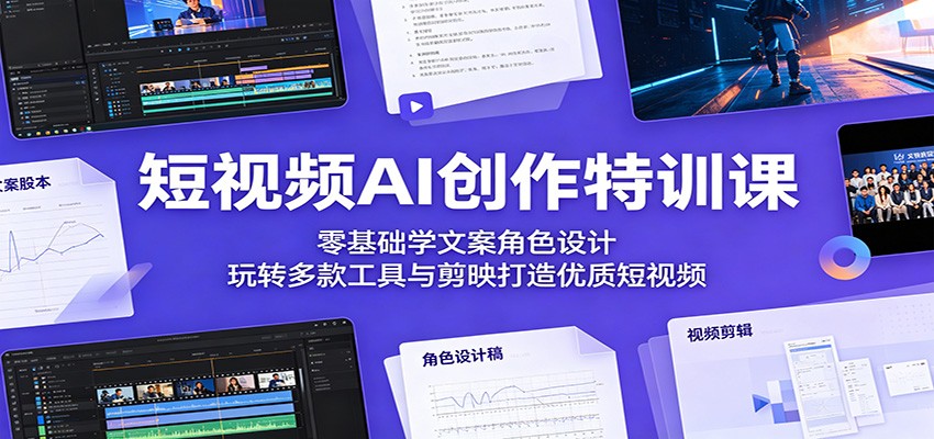 短视频AI创作特训课：零基础学文案角色设计，玩转多款工具与剪映打造优质短视频-鑫梵淘