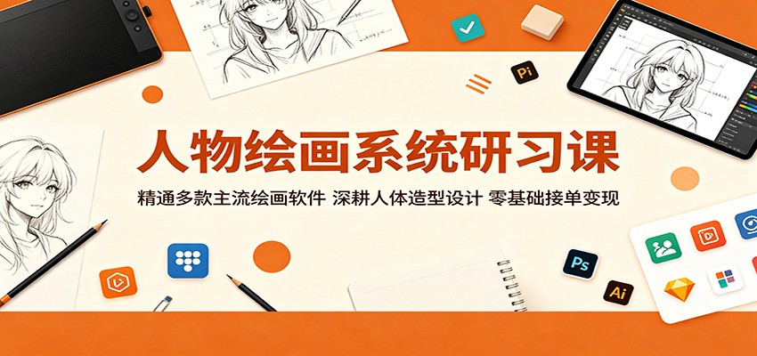 人物绘画系统研习课：精通多款主流绘画软件，深耕人体造型设计，零基础接单变现-鑫梵淘