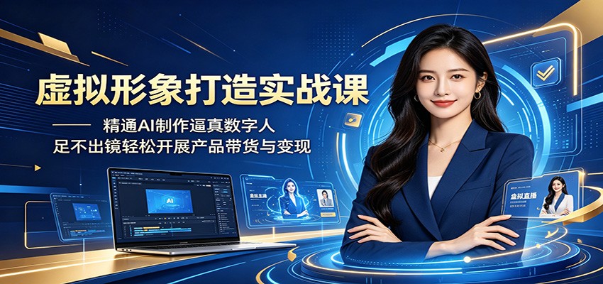 虚拟形象打造实战课：精通AI制作逼真数字人，足不出镜轻松开展产品带货与变现-鑫梵淘