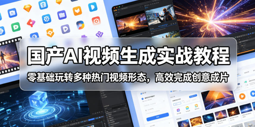 国产AI视频生成实战教程，零基础玩转多种热门视频形态，高效完成创意成片-鑫梵淘