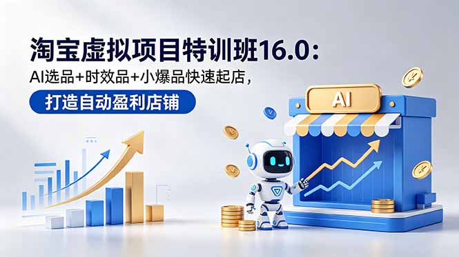 淘宝虚拟项目特训班16.0：AI选品+时效品+小爆品快速起店，打造自动盈利店铺-鑫梵淘