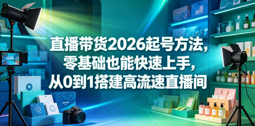 直播带货2026起号方法，零基础也能快速上手，从0到1搭建高流速直播间-鑫梵淘