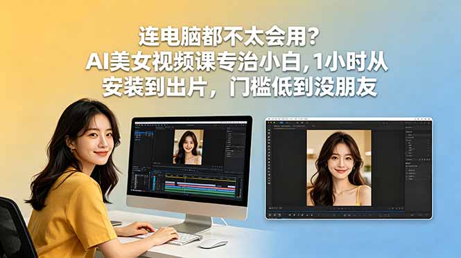 连电脑都不太会用？AI美女视频课专治小白，1小时从安装到出片，门槛低到没朋友-鑫梵淘