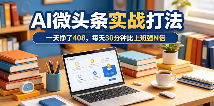 一天挣了408，AI微头条实战打法，每天30分钟比上班强N倍-鑫梵淘