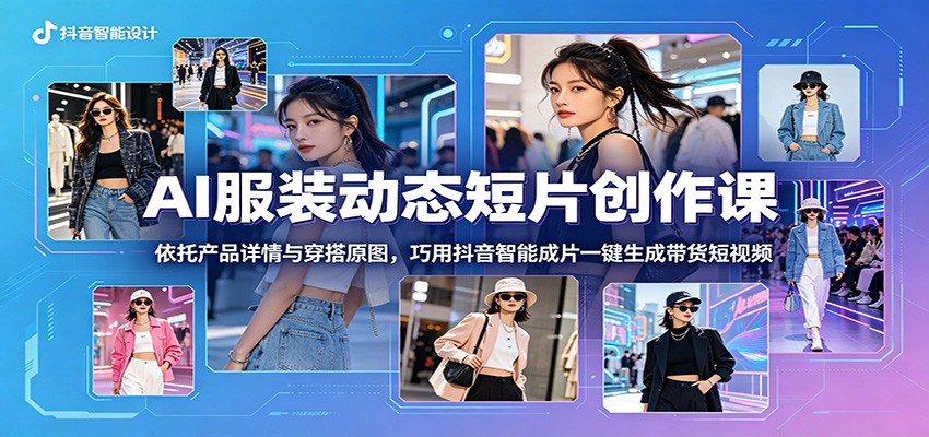 AI服装动态短片创作课:依托产品详情与穿搭原图,巧用抖音智能成片一键生成带货短视频-鑫梵淘