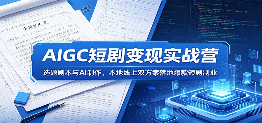 AIGC短剧变现实战营：选题剧本与AI制作，本地线上双方案落地爆款短剧副业-鑫梵淘