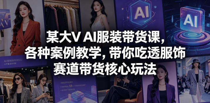 某大V AI服装带货课，各种案例教学，带你吃透服饰赛道带货核心玩法-鑫梵淘