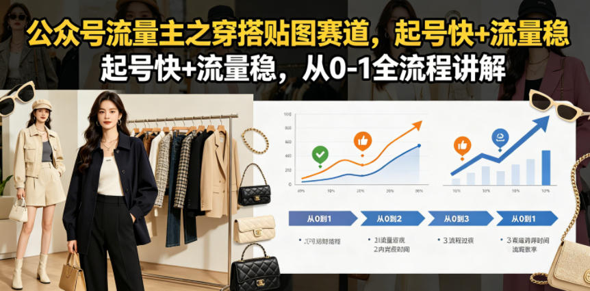 公众号流量主之穿搭贴图赛道，起号快+流量稳，从0-1全流程讲解-鑫梵淘