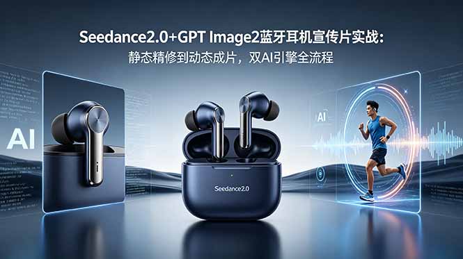 Seedance2.0+GPT Image2蓝牙耳机宣传片实战：静态精修到动态成片，双AI引擎全流程-鑫梵淘