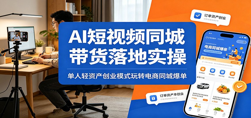 AI短视频同城带货落地实操：单人轻资产创业模式玩转电商同城爆单-鑫梵淘