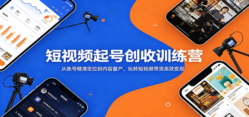 短视频起号创收训练营：从账号精准定位到内容量产，玩转短视频带货高效变现-鑫梵淘