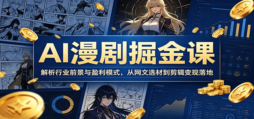 AI漫剧掘金课：解析行业前景与盈利模式，从网文选材到剪辑变现落地-鑫梵淘