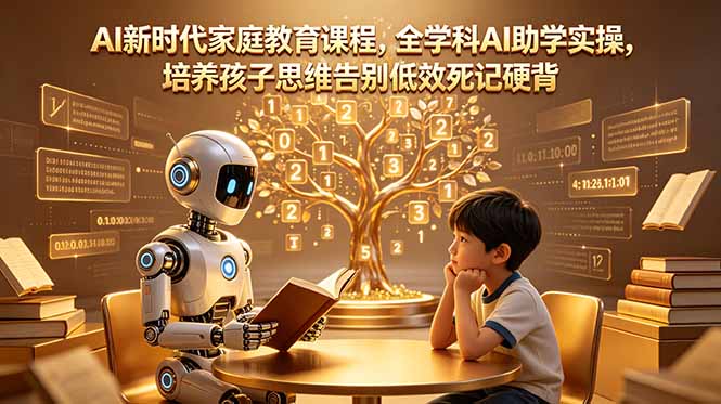 AI新时代家庭教育课程，全学科AI助学实操，培养孩子思维告别低效死记硬背-鑫梵淘