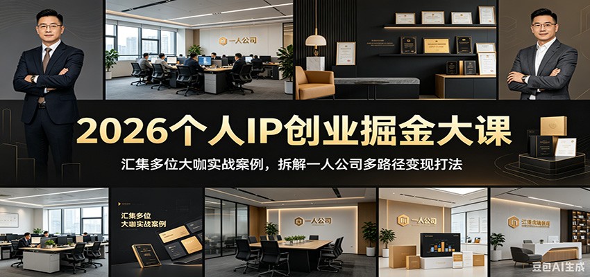 2026个人IP创业掘金大课：汇集多位大咖实战案例，拆解一人公司多路径变现打法-鑫梵淘