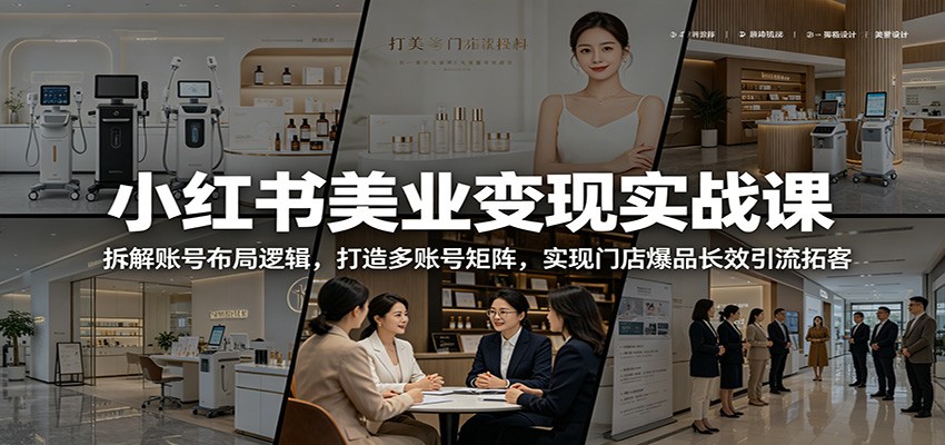 小红书美业变现实战课：拆解账号布局逻辑，打造多账号矩阵，实现门店爆品长效引流拓客-鑫梵淘