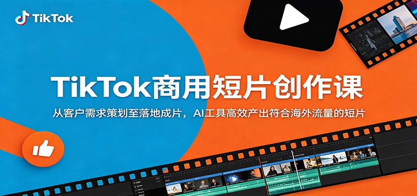 TikTok商用短片创作课：从客户需求策划至落地成片，AI工具高效产出符合海外流量的短片-鑫梵淘