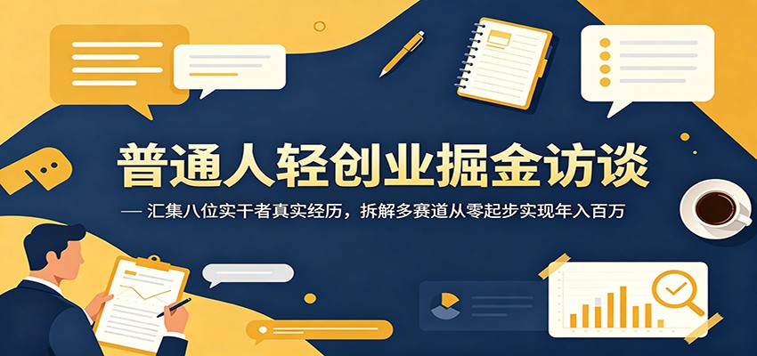普通人轻创业掘金访谈：汇集八位实干者真实经历，拆解多赛道从零起步实现年入百万-鑫梵淘