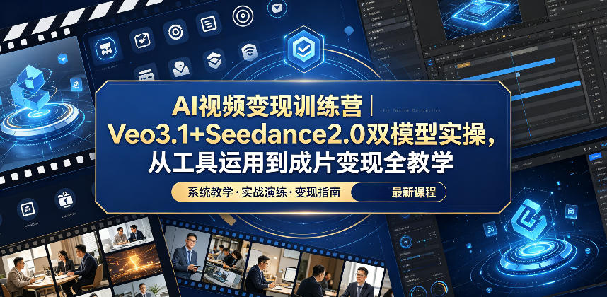 AI视频变现训练营｜Veo3.1+Seedance2.0双模型实操，从工具运用到成片变现全教学-鑫梵淘