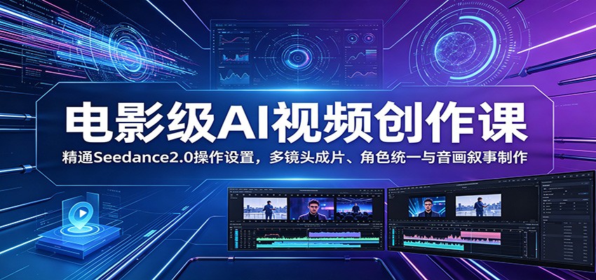 电影级AI视频创作课：精通Seedance2.0操作设置，多镜头成片、角色统一与音画叙事制作-鑫梵淘