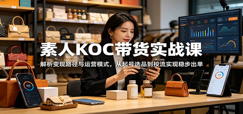 素人KOC带货实战课：解析变现路径与运营模式，从起号选品到投流实现稳步出单-鑫梵淘