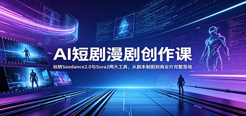 AI短剧漫剧创作课：玩转Seedance2.0与 Sora2两大工具，从剧本制图到商业片完整落地-鑫梵淘