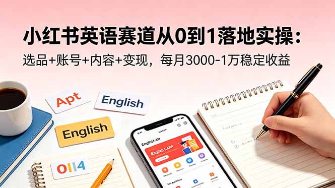 小红书英语赛道从0到1落地实操：选品+账号+内容+变现，每月3000-1万稳定收益-鑫梵淘