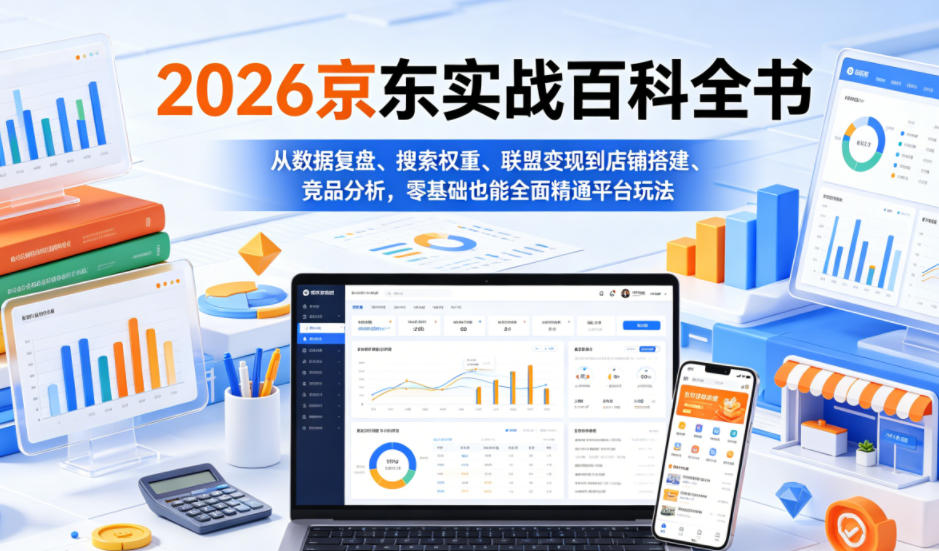 2026京东实战百科全书，从数据复盘、搜索权重、联盟变现到店铺搭建、竞品分析，零基础也能全面精通平台玩法-鑫梵淘