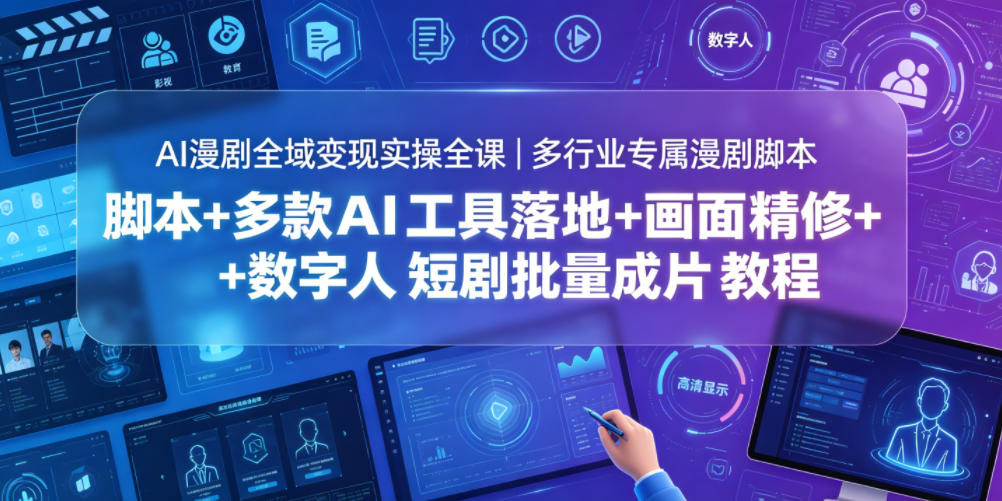AI漫剧全域变现实操全课｜多行业专属漫剧脚本+多款AI工具落地+画面精修+数字人短剧批量成片全教程-鑫梵淘