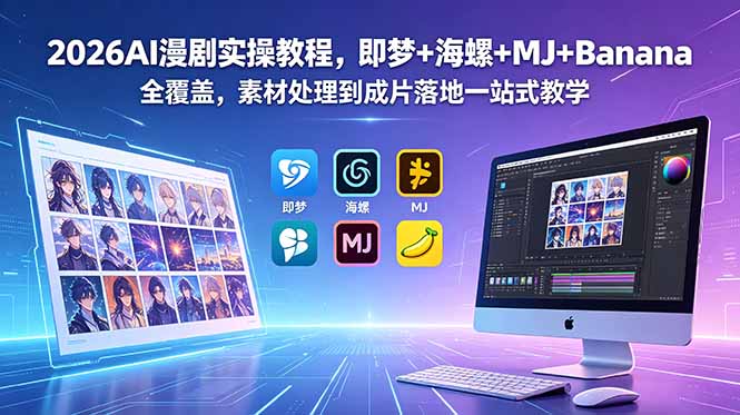 2026AI漫剧实操教程，即梦+海螺+MJ+Banana全覆盖，素材处理到成片落地一站式教学-鑫梵淘