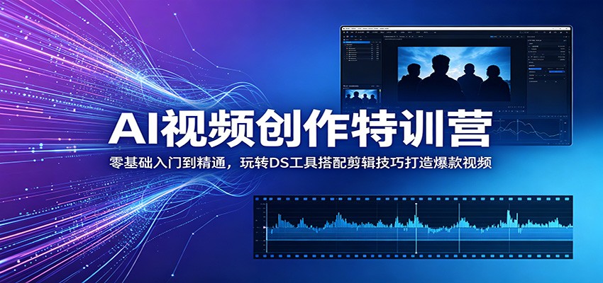AI视频创作特训营：零基础入门到精通，玩转DS工具搭配剪辑技巧打造爆款视频-鑫梵淘