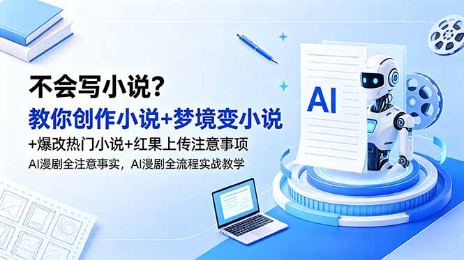 不会写小说？教你创作小说+梦境变小说+爆改热门小说+红果上传注意事项，AI漫剧全流程实战教学-鑫梵淘