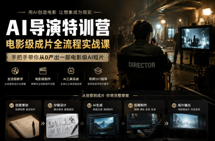 AI导演特训营，电影级成片全流程实战课，手把手带你从0产出一部电影级AI短片-鑫梵淘