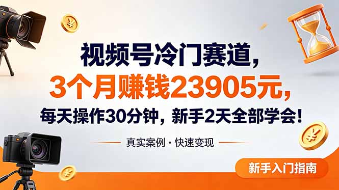 视频号冷门赛道，3个月变现23905元，新手2天学会 每天操作30分钟！-鑫梵淘